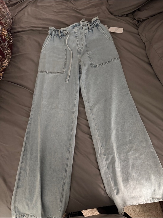 Time and Tru Denim - Time and Tru Light Blue Wide-Leg Paperbag Jeans